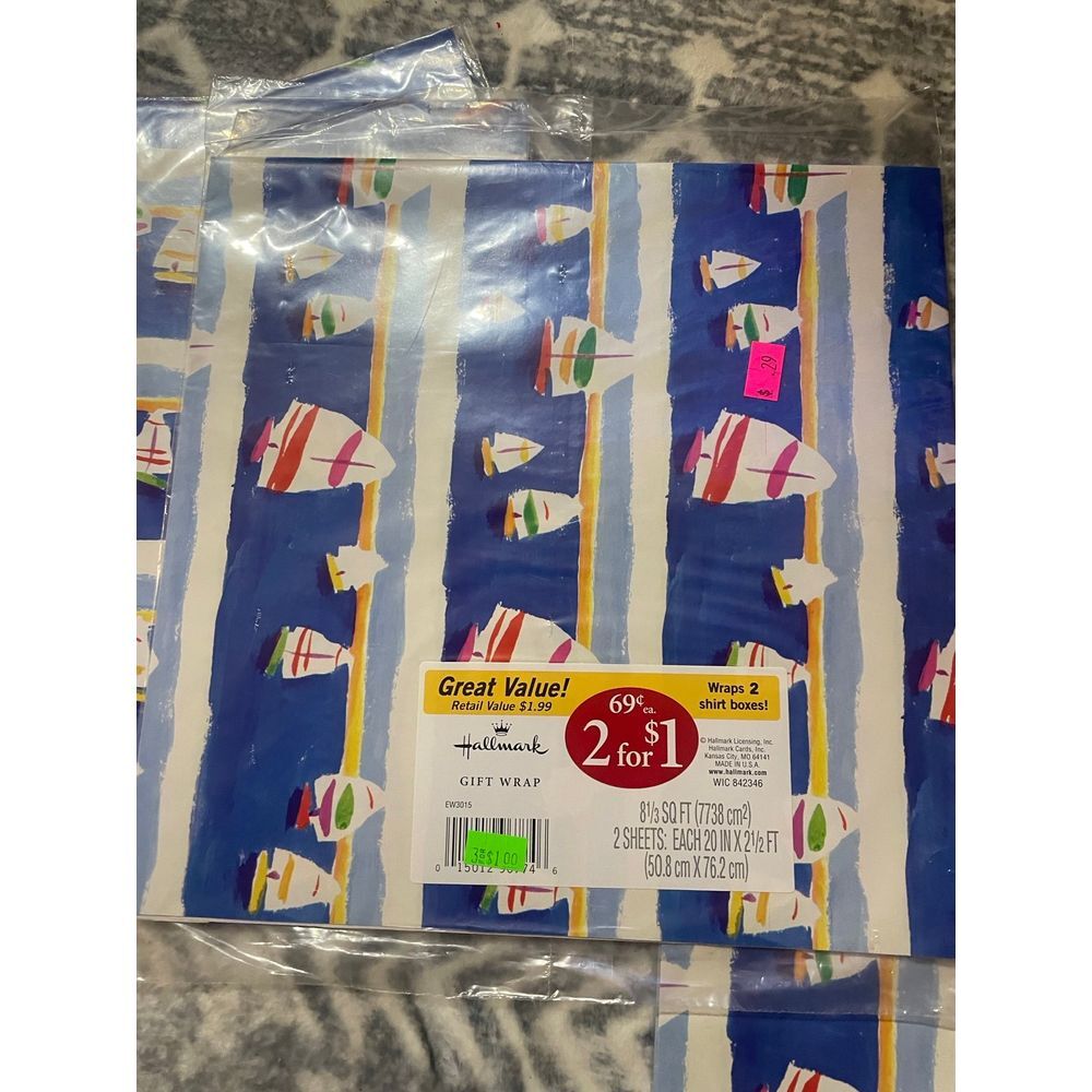 Vintage hallmark sailboat wrapping paper